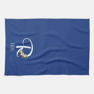 Monogram blå kökshandduk husvärmegåva