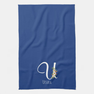 Monogram blå kökshandduk husvärmegåva