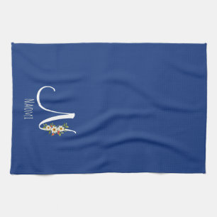 Monogram blå kökshandduk husvärmningspresent