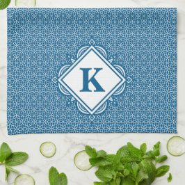Monogram Blå Mandala Kökshandduk