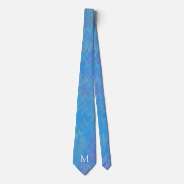 Monogram blå marmorkonst slips (Framsida)