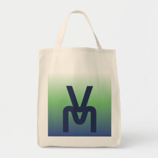 Monogram blå och grön gradient shoppingväska tygkasse
