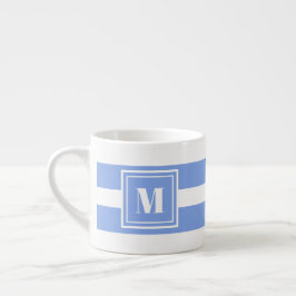 Monogram blå och vit randig espressomugg