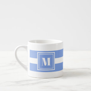 Monogram blå och vit randig espressomugg