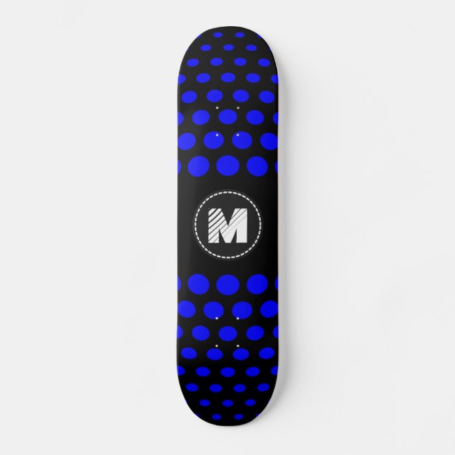 Monogram Blå Prickmönster Skateboard Bräda 19,5 Cm (Framsida)