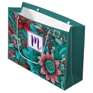 Monogram Blå Röda Blommor