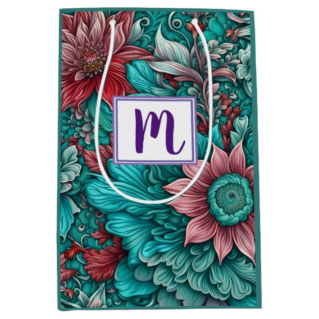 Monogram Blå Röda Blommor  (Framsidan)