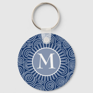 Monogram blå Spiral - Personlig Nyckelring