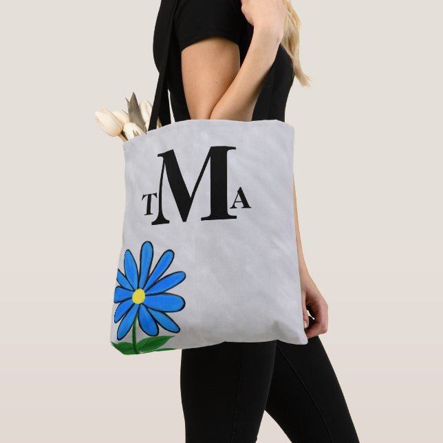 Monogram Blå Tusenskönas Tygkasse (Närbild)