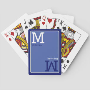 Monogram blå uppspelningskort med eget namn casinokort