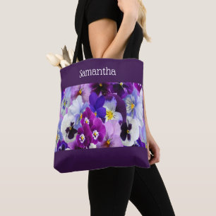 Monogram Blå Violett Vit Blommig Brudtärna-gåva Tygkasse