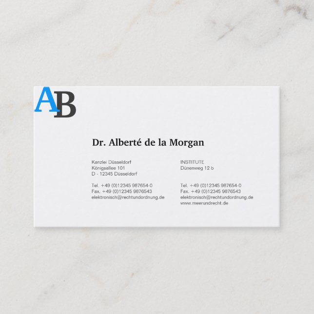 Monogram Blå Visitkort (Framsida)