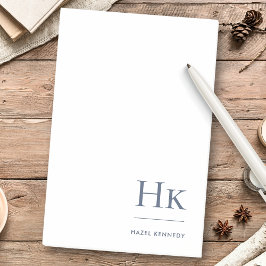 Monogram - blå vit enkel, modern, minimal post-it block