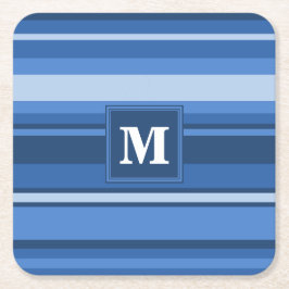 Monogram blåa ränder underlägg papper kvadrat
