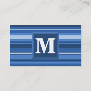 Monogram blåa ränder visitkort