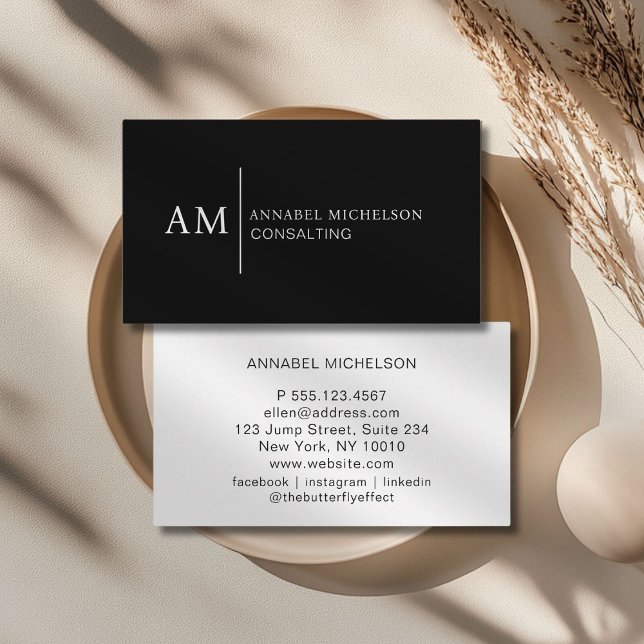 Monogram Black Affärskort Visitkort (Monogram Black -White Business Card)