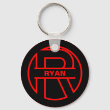 Monogram Black and Red Circle initial brev R