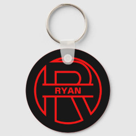 Monogram Black and Red Circle initial brev R Nyckelring