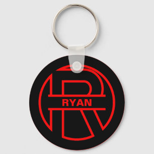 Monogram Black and Red Circle initial brev R Nyckelring