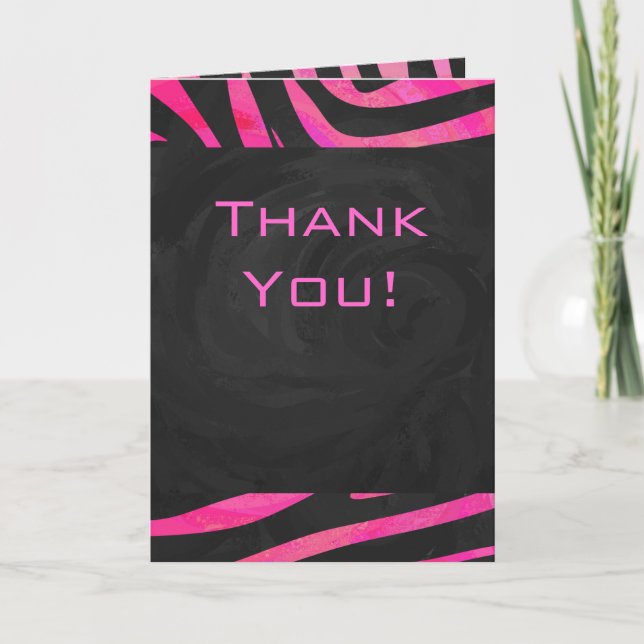 Monogram Black and Shock rosa Zebra Design Kort (Framsida)