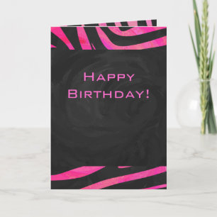 Monogram Black and Shock rosa Zebra Design Kort