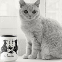 Monogram Black and White Cat Mugg