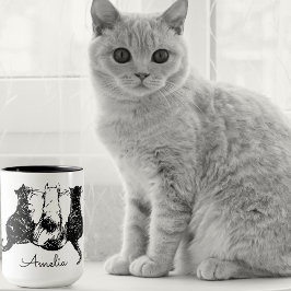 Monogram Black and White Cat Mugg