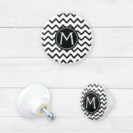 Monogram Black and White Chevron Rand Knopp