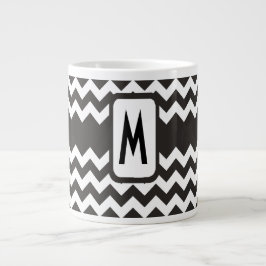 Monogram Black and White Chevrons Jumbo Mugg