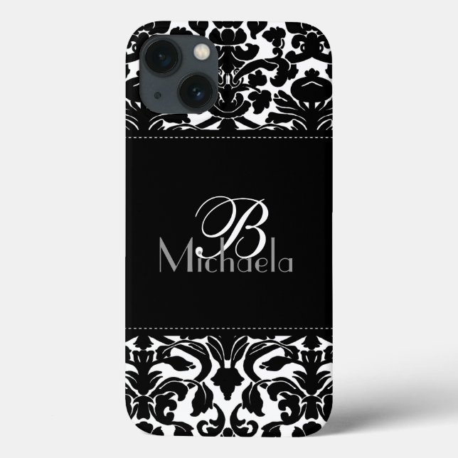 Monogram Black and White Damask iPad Air Case (Baksida)
