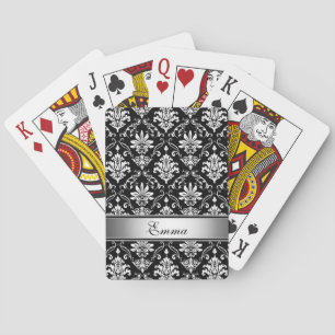 Monogram Black and White Damask Spelkort