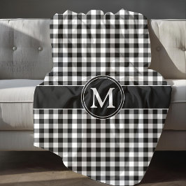 Monogram Black and White Gingham Fleecefilt