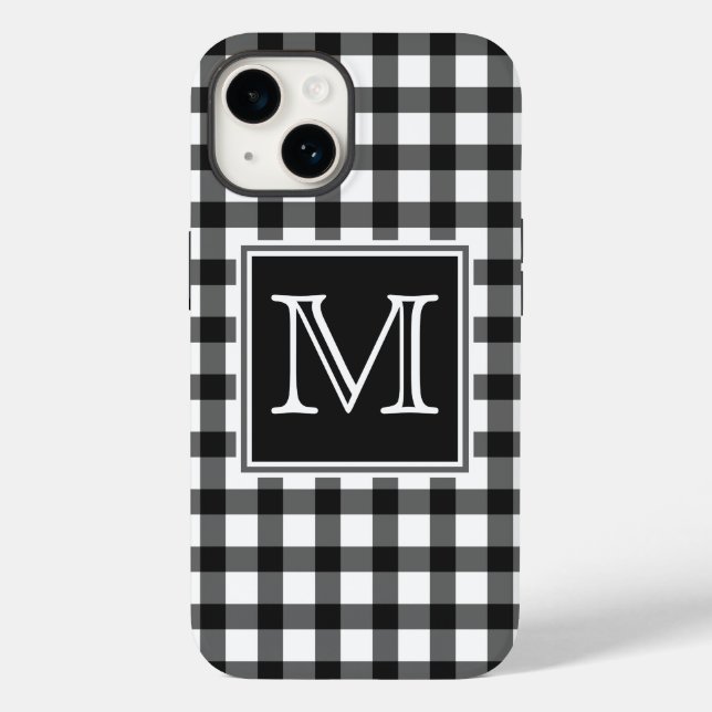 Monogram | Black and White Gingham Play Checker (Baksida)