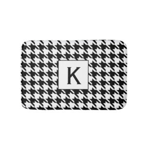 Monogram Black and White Houndstooth Pattetrn Badrumsmatta