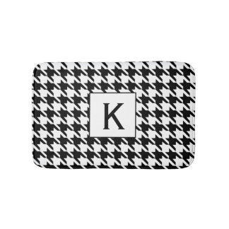 Monogram Black and White Houndstooth Pattetrn Badrumsmatta
