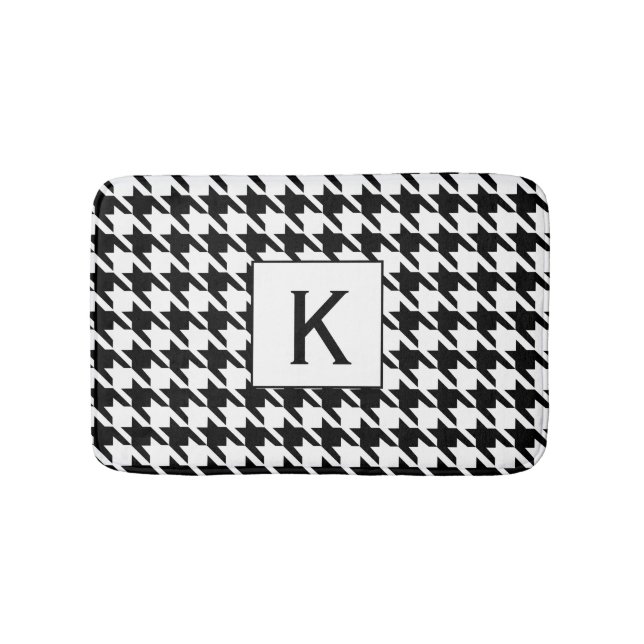 Monogram Black and White Houndstooth Pattetrn Badrumsmatta (Framsidan)