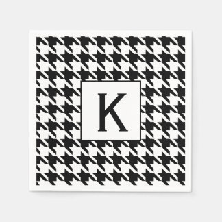 Monogram Black and White Houndstooth Pattetrn Pappersservett