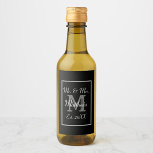 Monogram Black and White Mini Vin-etiketter Vinetikett
