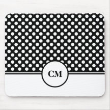 Monogram Black and White Polka Dot Mönster