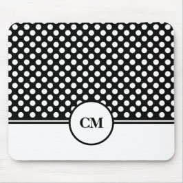 Monogram Black and White Polka Dot Mönster Musmatta