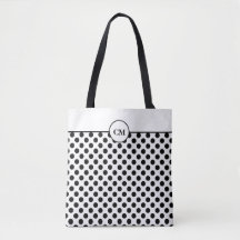 Monogram Black and White Polka Dot Mönster