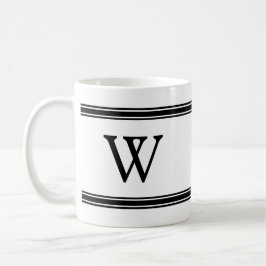 Monogram Black and White Stripe Personlig mugg