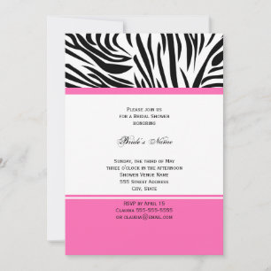 Monogram Black and White Zebra tryck och Shock ros Inbjudningar
