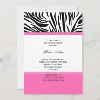 Monogram Black and White Zebra tryck och Shock ros Inbjudningar