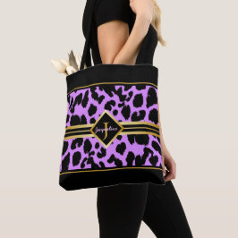 Monogram Black Animal Print Faux Guld på ROSA Tygkasse