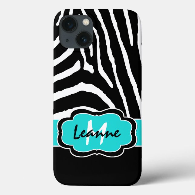 Monogram Black, Aqua Zebra Rand i Pad Air Case (Baksida)