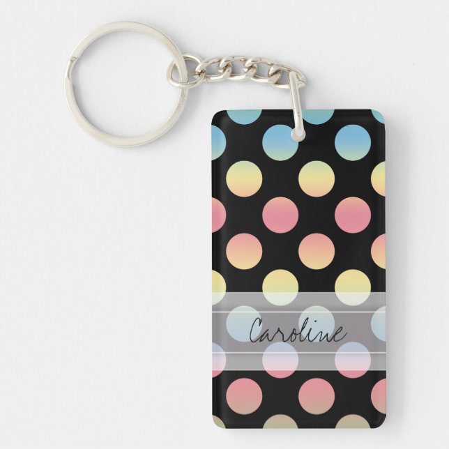 Monogram Black Blue Gult Rosa Polka Dot Mönster (Framsidan)