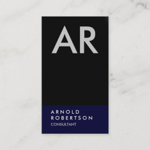 Monogram Black Blue Trend Consultant Affärskort Visitkort