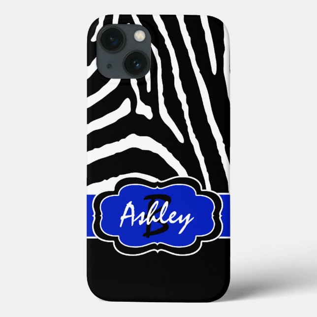 Monogram Black, Blue Zebra Rand iPad Air Case (Baksida)