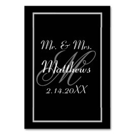 Monogram Black Bride Groom Bröllop Bordsnummer